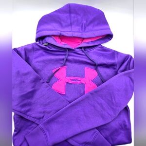 UNDER ARMOUR Hooded Sweatshirt Vibrant Purple & Pink Sz Small